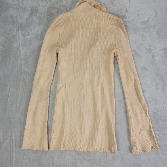 Danielle Bernstein Cream Ribbed Button-Up Sweater - Picture 7 of 7